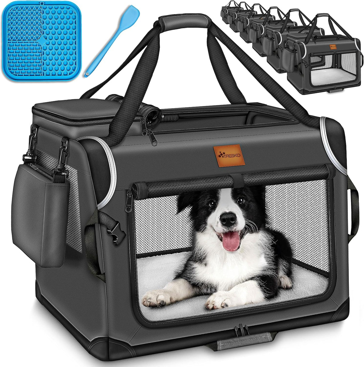 Reisbench hond - Draagtas hond - Transportbox - 70x52x52 cm - Antraciet