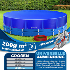 KESSER® Zwembad zonnezeil - Afdekzeil - 205-245cm - Rond 305cm - Blauw