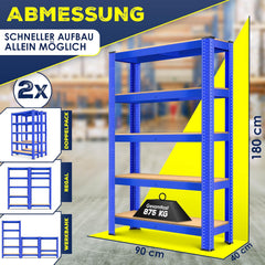 MASKO® Opbergrek - Stellingkasten - Set van 2 - Tot 875kg - Blauw