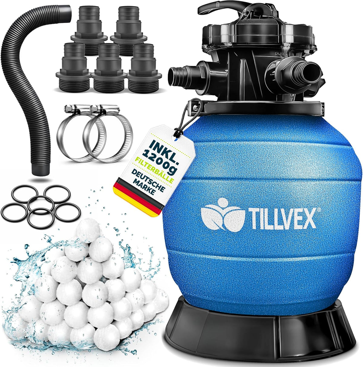 Zandfilterpomp - Zandfilter voor zwembad - Tot 50000L - Blauw - Tillvex