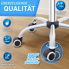 Zadelkruk - Kruk op wielen - Rolkruk - Draaikruk - Met rugleuning - Blauw - TRESKO