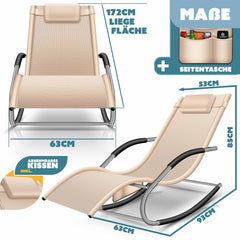 Ligbed - Ligstoel - Zonnebed - Relaxstoel - Beige - KESSER®