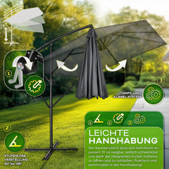 Tillvex® Parasol - Rechthoekig - 235x235cm - Verstelbaar - Antraciet
