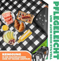Picknickkleed - Picknickdeken - Buitenkleed - Waterdicht - 200x200 cm - Wasbaar - Zwart - KESSER®