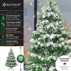 KESSER® Kunstkerstboom, 180 cm met 588 takpunten, dennenboom, kunstmatige edelspar snel op te bouwen, incl. kerstboomstandaard, kerstdecoratie – sneeuw 1,8 m
