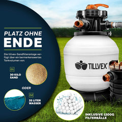 Tillvex® Zandfilter - Zandfilterpomp - 13200L/u - Wit