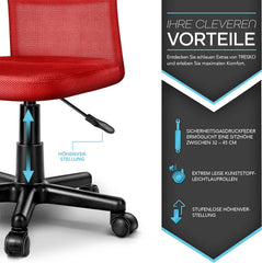 Kinder bureaustoel - Ergonomische Bureaustoel kinderen - Rood - TRESKO