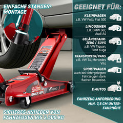 Autokrik - Garagekrik - Hydraulische krik - 2,5 Ton - Rood - TRESKO