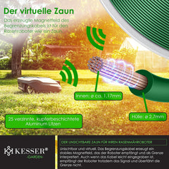 KESSER® Begrenzingskabel 50 m + 200 grondpennen + 12 kabelconnectoren voor robotmaaier, accessoireset, begrenzingsdraad, universeel compatibel met Gardena/Bosch/Worx/Honda/ROBOMOW