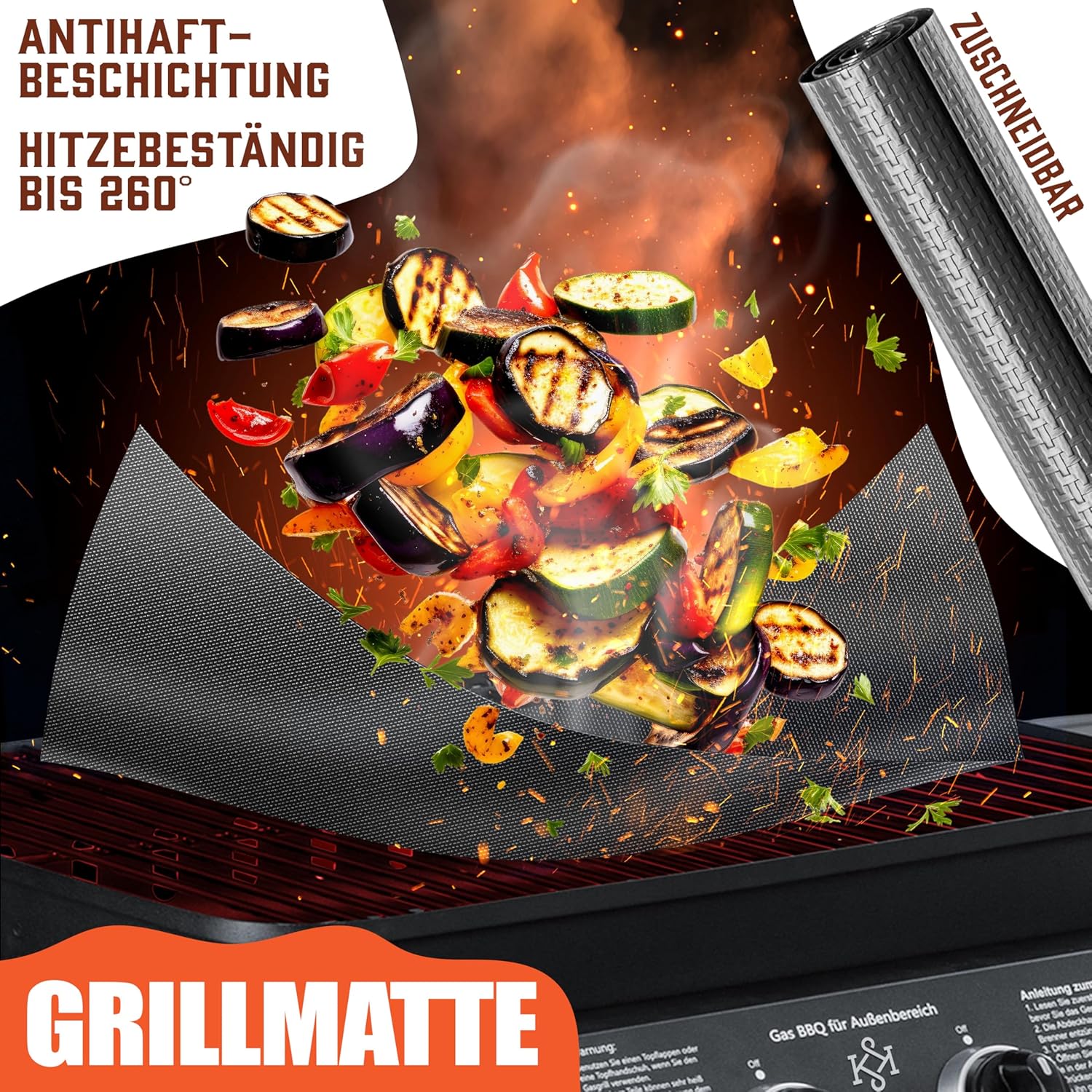 KESSER® Barbecuebestekset, 37-delig, van roestvrij staal, grillset met grilltang, grillspatel, grillvork, grillspies, thermometer, kurkentrekker, grillmat en tas
