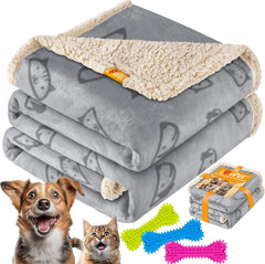 Waterdichte hondendeken, fleece huisdierdeken kattendeken + 3 x kauwbotten, voor middelgrote en grote honden, katten, 152 x 127 cm, XL, handwas, dubbelzijdige bankhoes, bescherming tegen beide