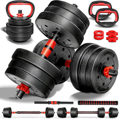 Dumbells set - Gewichten set - Halterset - Verstelbaar - 20 kg - Rood - RE:SPORT