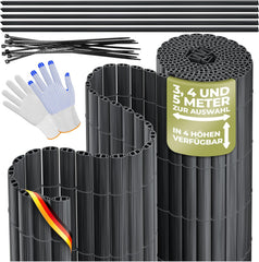 Balkonscherm - Balkondoek - Privacydoek - Zichtbreeknet - Zichtdoek -  100x400 cm - Antraciet - KESSER®