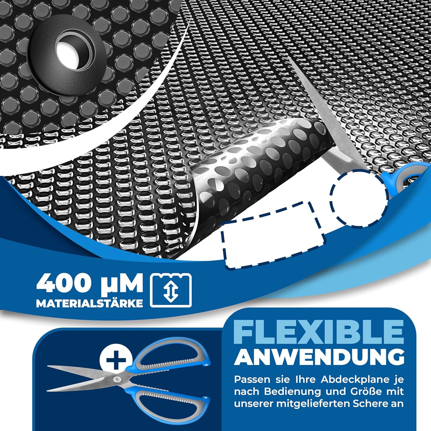 KESSER® Zwembad zonnezeil - Afdekzeil - 600x400cm - Zwart