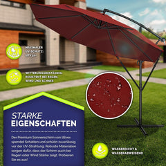 Tillvex® Parasol - Zweefparasol - Ø300cm - 360° Draaibaar - Rood