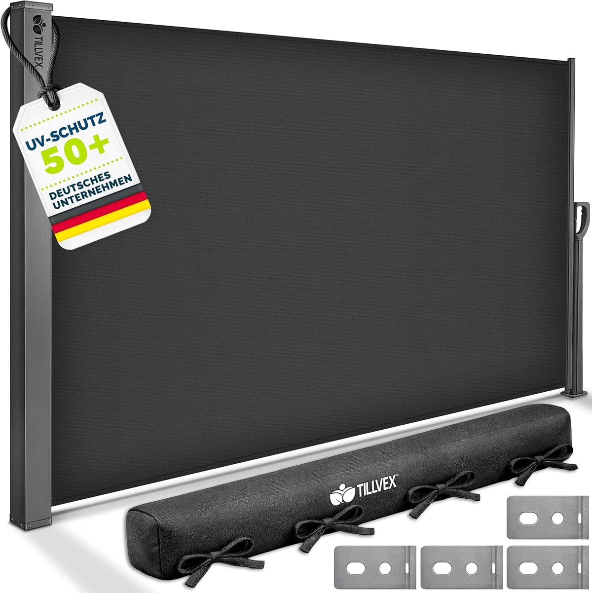 Windscherm uittrekbaar - Oprolbaar - Uitschuifbaar - Camping - 200x400 cm - Antraciet - Tillvex®
