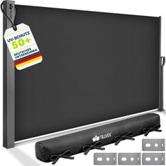 Windscherm uittrekbaar - Oprolbaar - Uitschuifbaar - Camping - 200x400 cm - Antraciet - Tillvex®