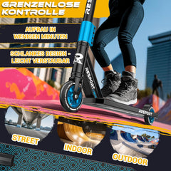 Stuntstep - Voor kinderen en volwassenen - Vouwbaar - Blauw - RE:SPORT
