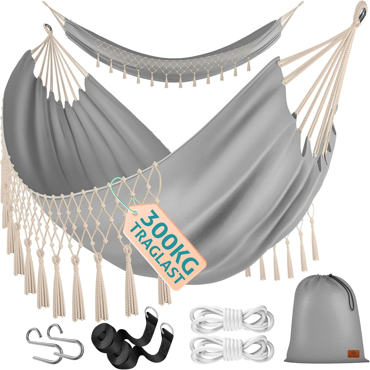 Kesser® Hangmat - Belastbaar tot 300kg - 320x150cm - Grijs