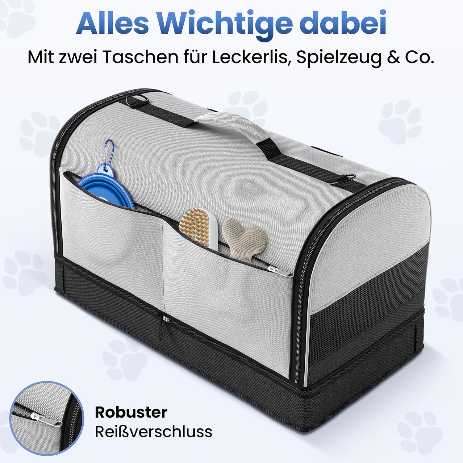 Smart-Planet® Transporttas katten en honden met afneembare bodem, opvouwbare transportbox tot 8 kg, 50 x 30 x 30 cm, met draagriem voor vakantie, reizen en dierenarts