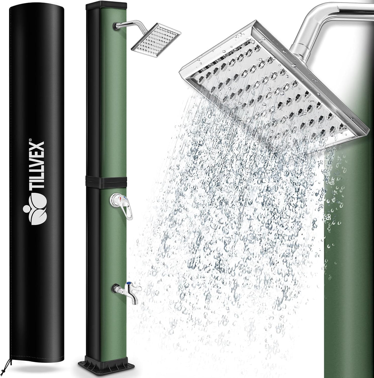 Tillvex® Buitendouche - Tuindouche - Solar - 40L - Groen