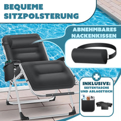 Tuinstoel - Ligstoel - Verstelbaar - Opvouwbaar - Zwart - KESSER®