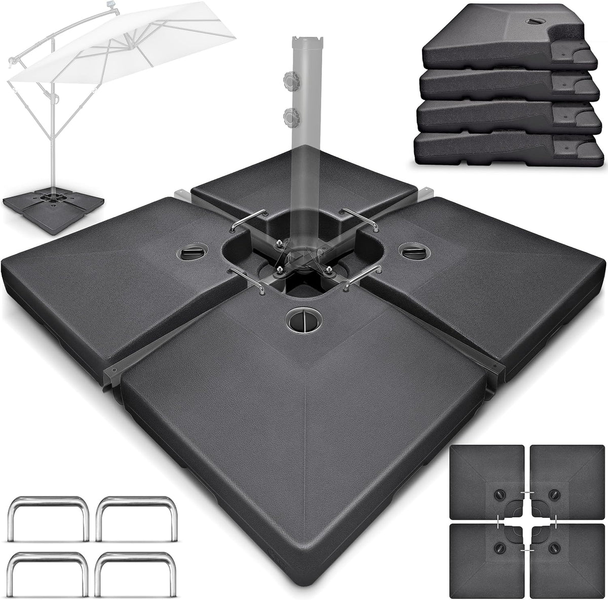 Tillvex® Parasoltegel - Parasolvoet  - Vulbaar tot 120 kg  - Antraciet