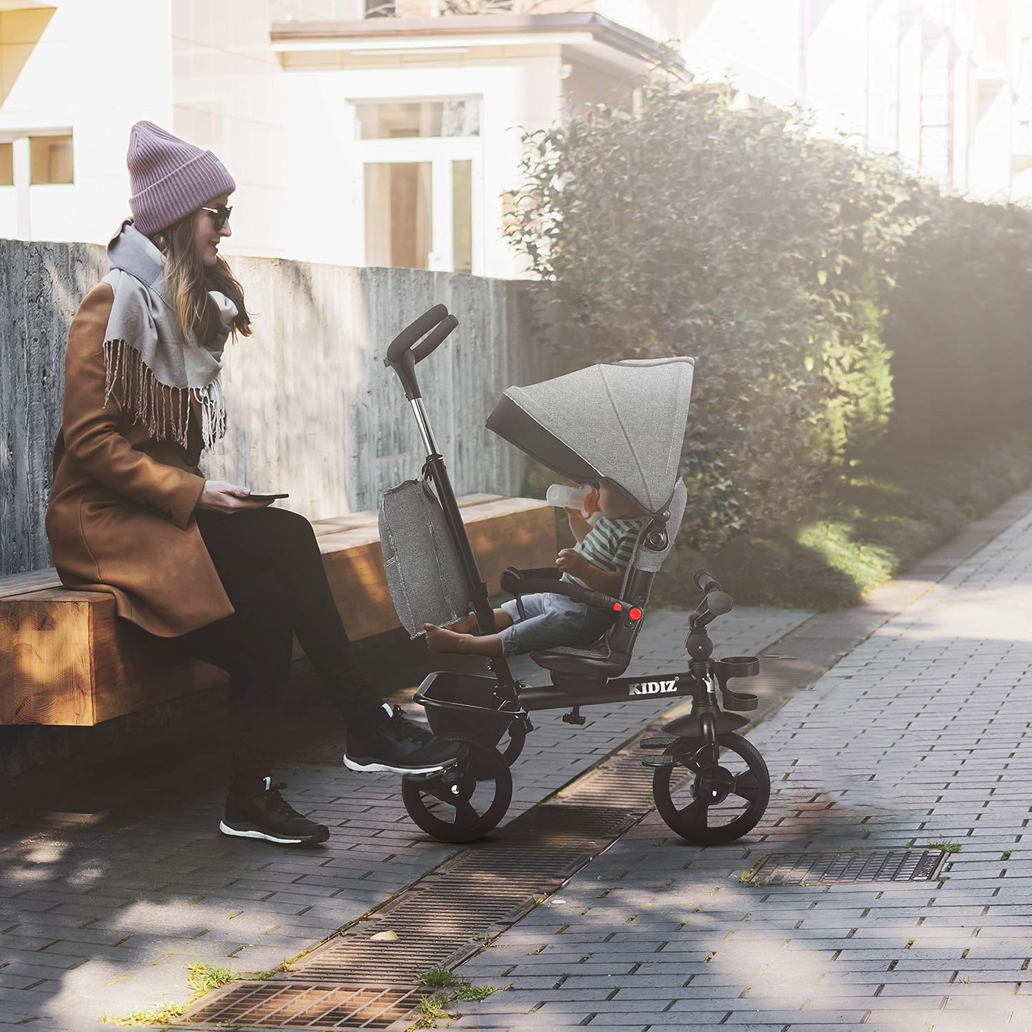 KIDIZ® 5in1 Kinderfiets - Loopfiets - Driewieler - Grijs •