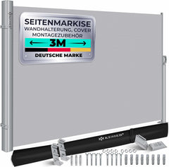 KESSER® Zijmarkies - Uittrekbaar - Luifel - 300x180cm - Grijs