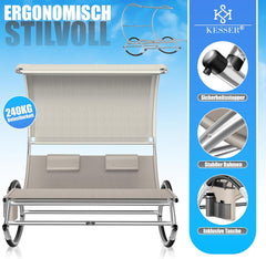KESSER® Ligbed met zonnedak - Schommelstoel - Crème