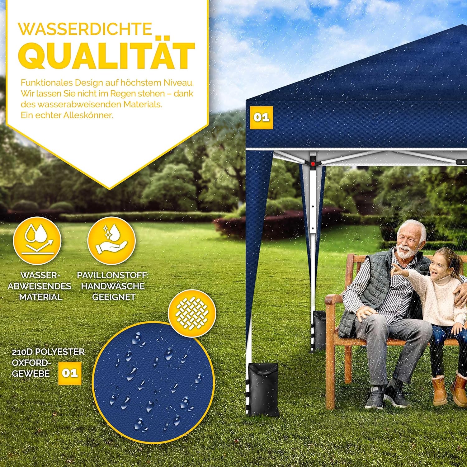 Tillvex® Partytent - 3x3m - Paviljoen - Easy Up - Blauw