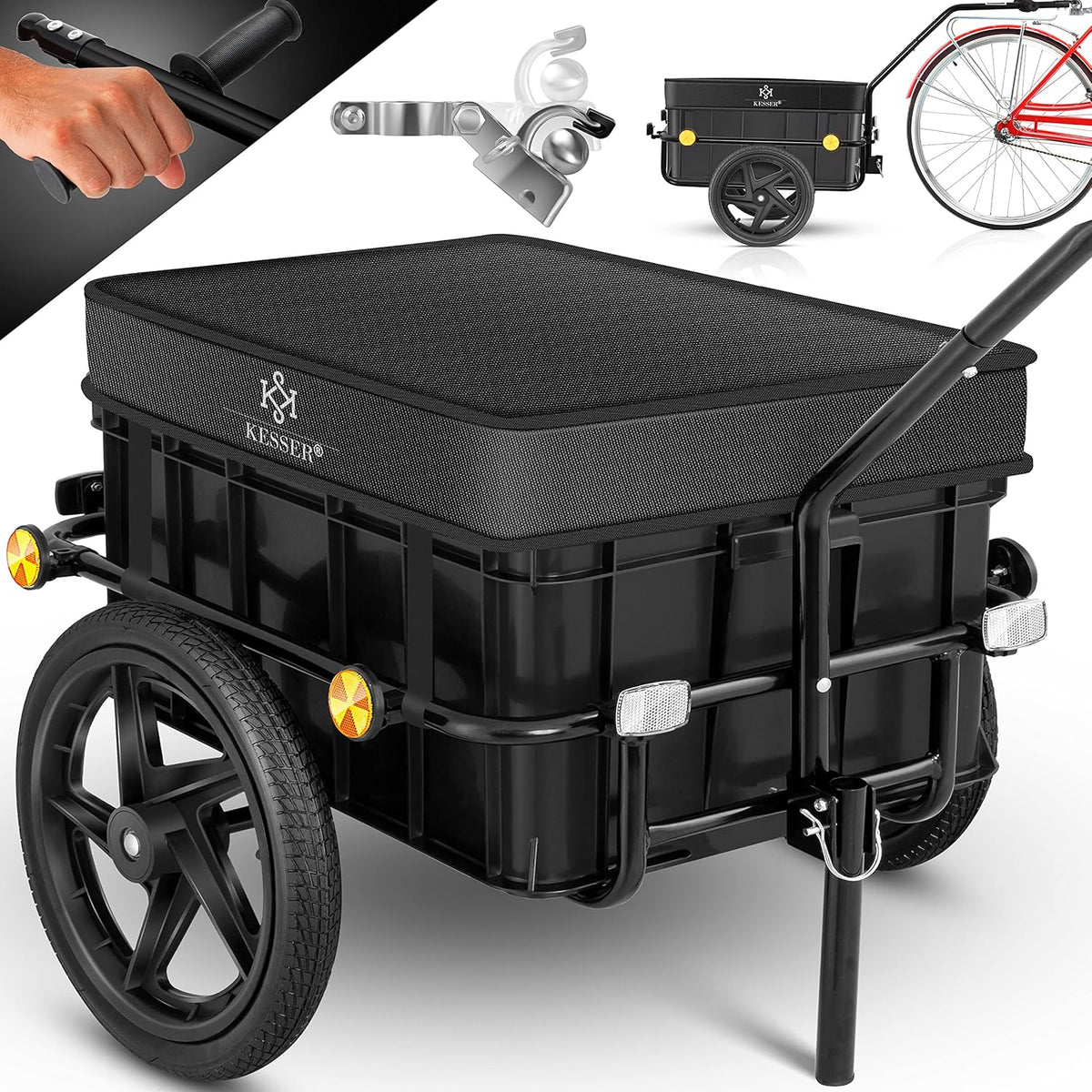 KESSER® Fietsaanhanger - Transportaanhanger - Max. 60kg - Zwart
