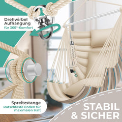 Hangstoel - Binnen & Buiten - Hangschommel - Tot 150kg - Wit - KESSER®