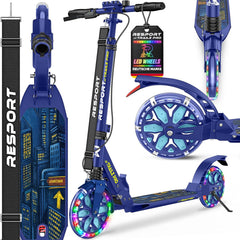 RE:SPORT® Citystep voor kinderen en volwassenen met led, bel en draagriem | Kickscooter step incl. handrem & dubbele vering | Citystep in hoogte verstelbaar & inklapbaar