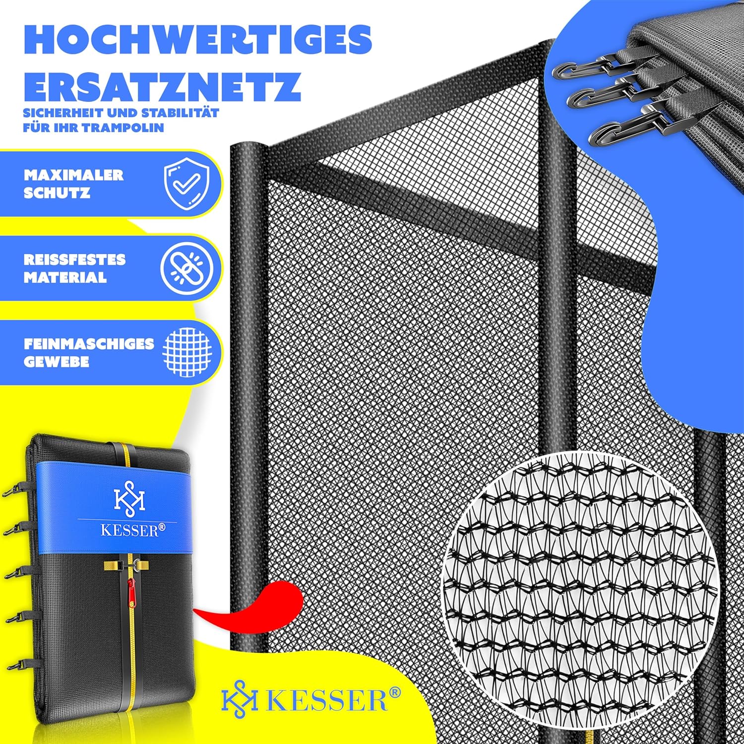 KESSER® Veiligheidsnet Trampoline - Trampolinenet - Ø427cm - Zwart