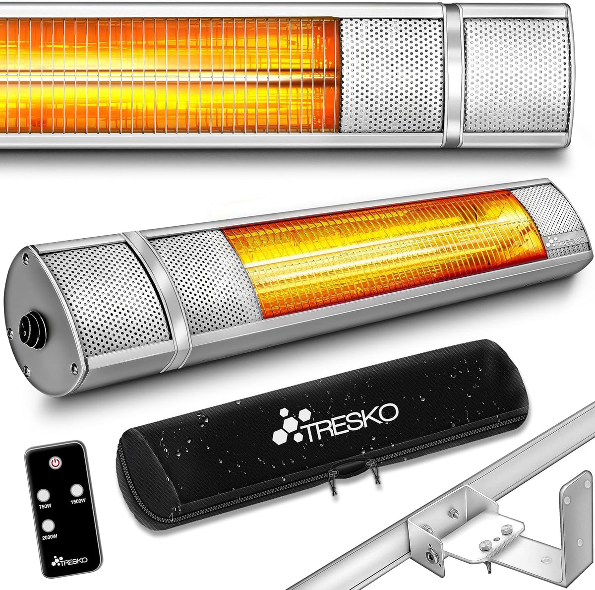 Infrarood Verwarming - Terrasverwarmer - Elektrisch - Heater - Zilver - TRESKO®