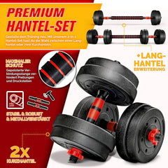 Dumbells set - Gewichten set - Halterset - Verstelbaar - 15 kg - Rood - RE:SPORT
