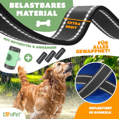 LOVPET Hondenrollijn, 5 m, hondenriem voor kleine en grote honden, 50 kg, uittrekbare lijn, ergonomische en antislip handgreep, jogginglijn, 360 graden lijnverlenging, looplijn, reflecterende mazen
