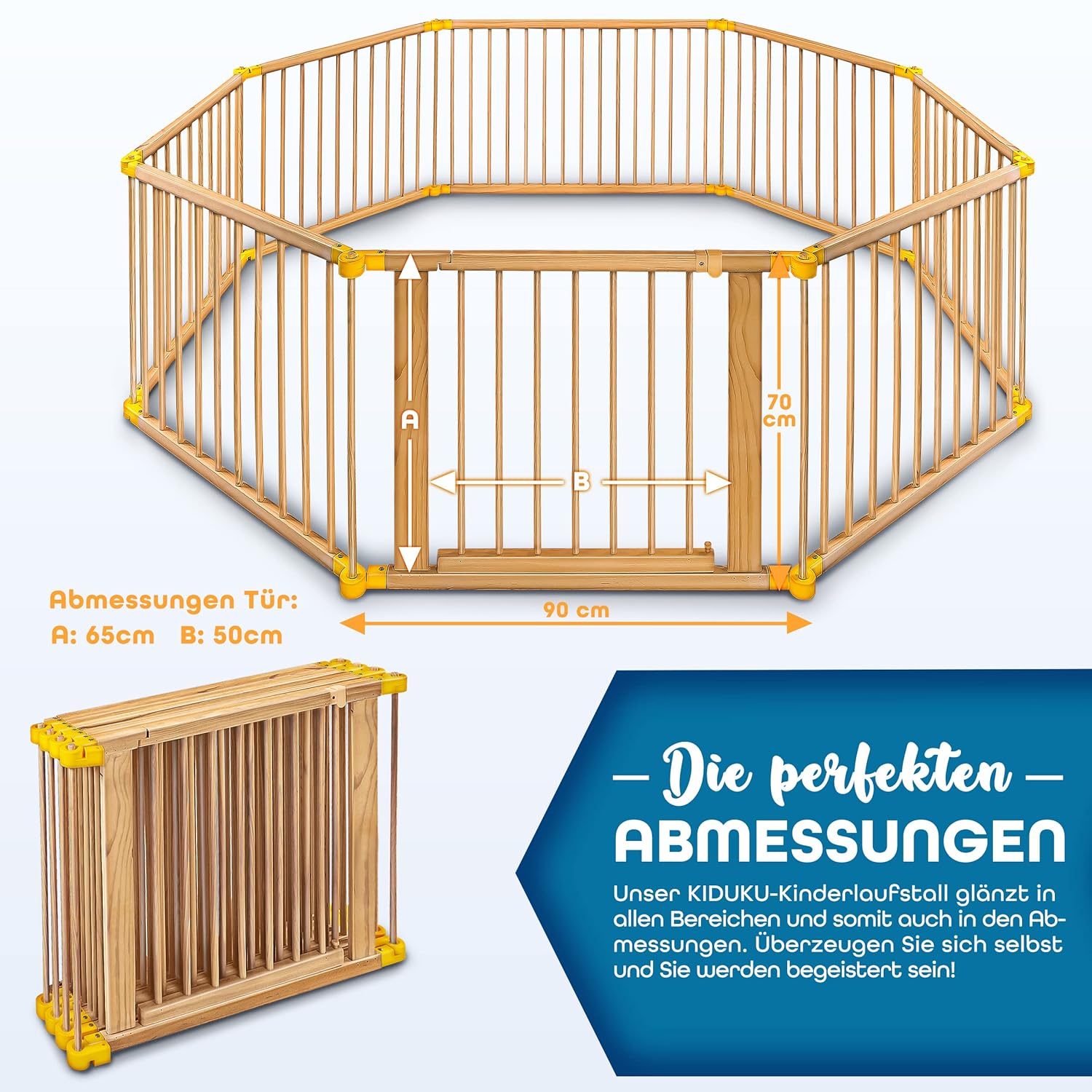 KIDUKU® XXL Babybox - Grondbox - Speelbox - Kinderbox - 7,2m - Bruin
