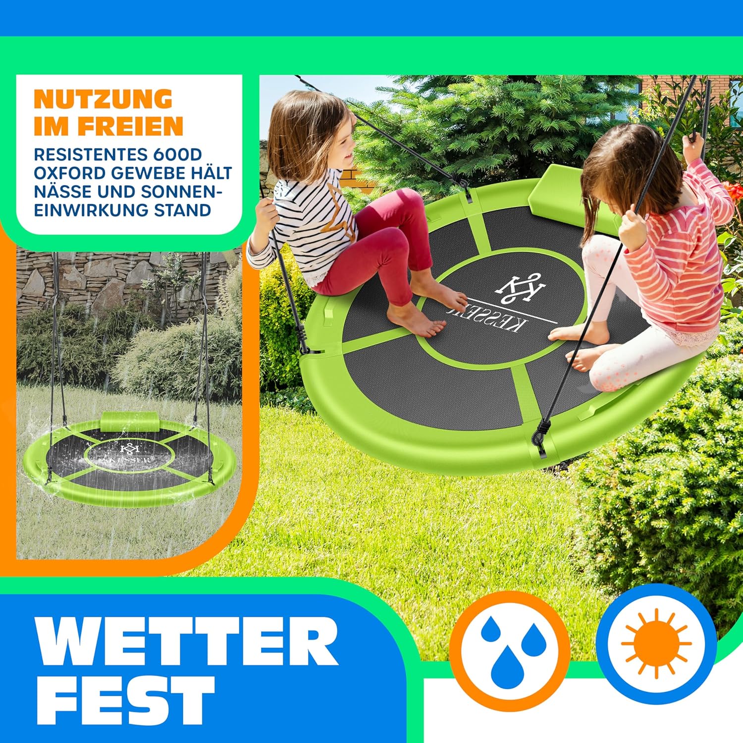KESSER® Hangschommel - Nestschommel - Ø120cm - Groen