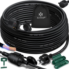 KESSER® Verlengkabel 15 meter voor binnen en buiten IP44 - Zwart