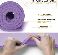Yogamat - Fitness mat - Sportmat - Yoga mat extra dik - Lila - TRESKO