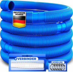 KESSER® Zwembadslang 8 m / Ø 38 mm | zwembadslang met | zonne-slang voor zwembad | zuigslang | pompslang | flexibele waterslang incl. slangklemmen en -verbinding | blauw
