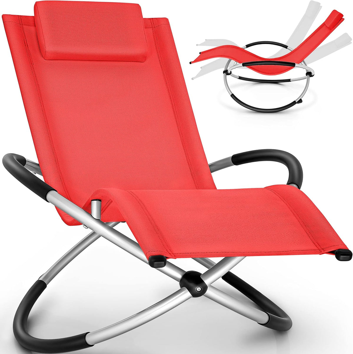 Ligbed - Ligstoel - Zonnebed - Relaxstoel - Rood - Tillvex®