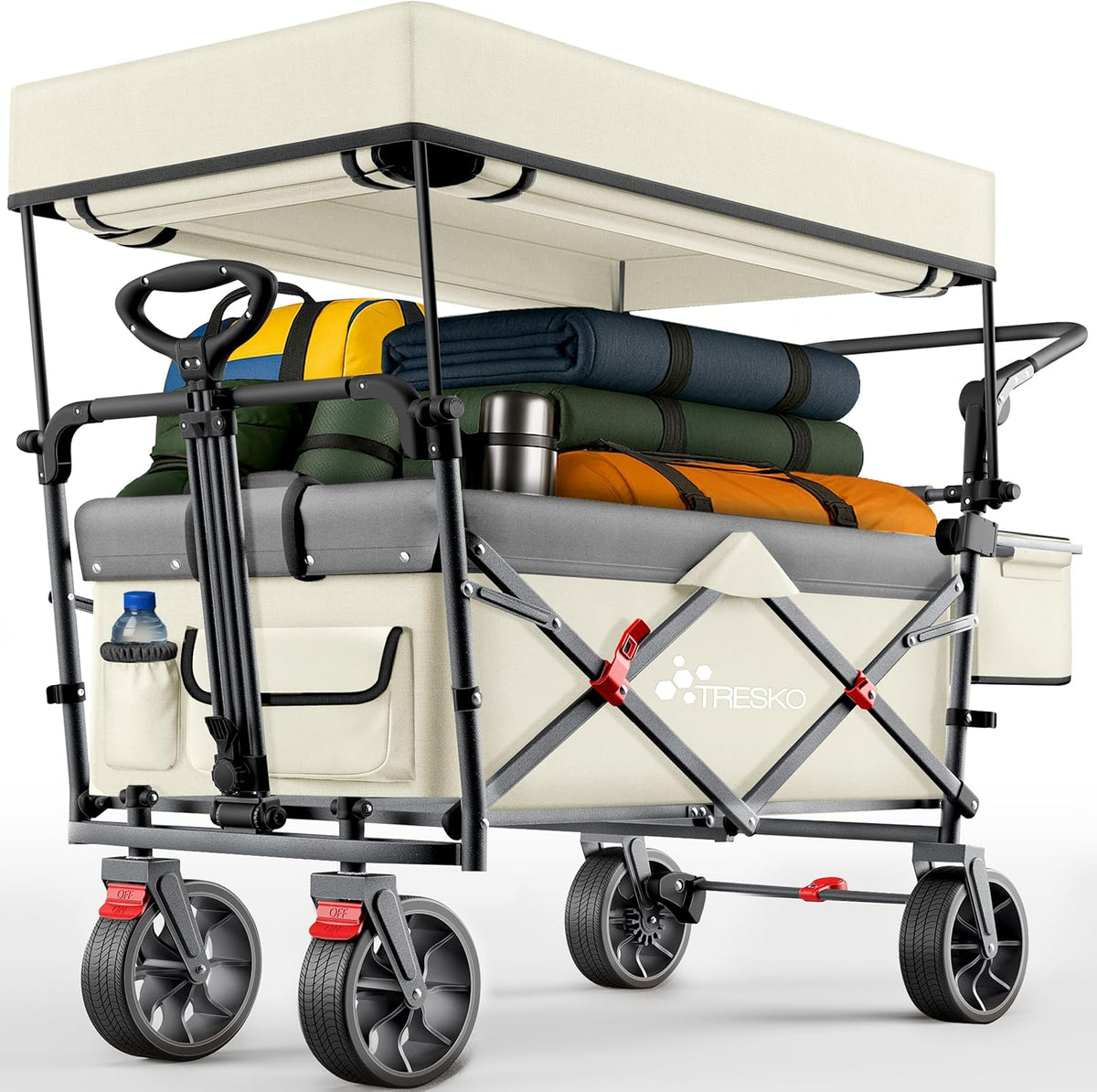 Bolderkar - Opvouwbaar - Bolderwagen  - Beige - TRESKO®
