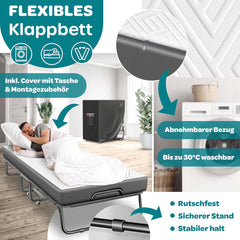 KESSER® Opklapbed - Logeerbed - Inc. Matras - tot 250 kg - Antraciet