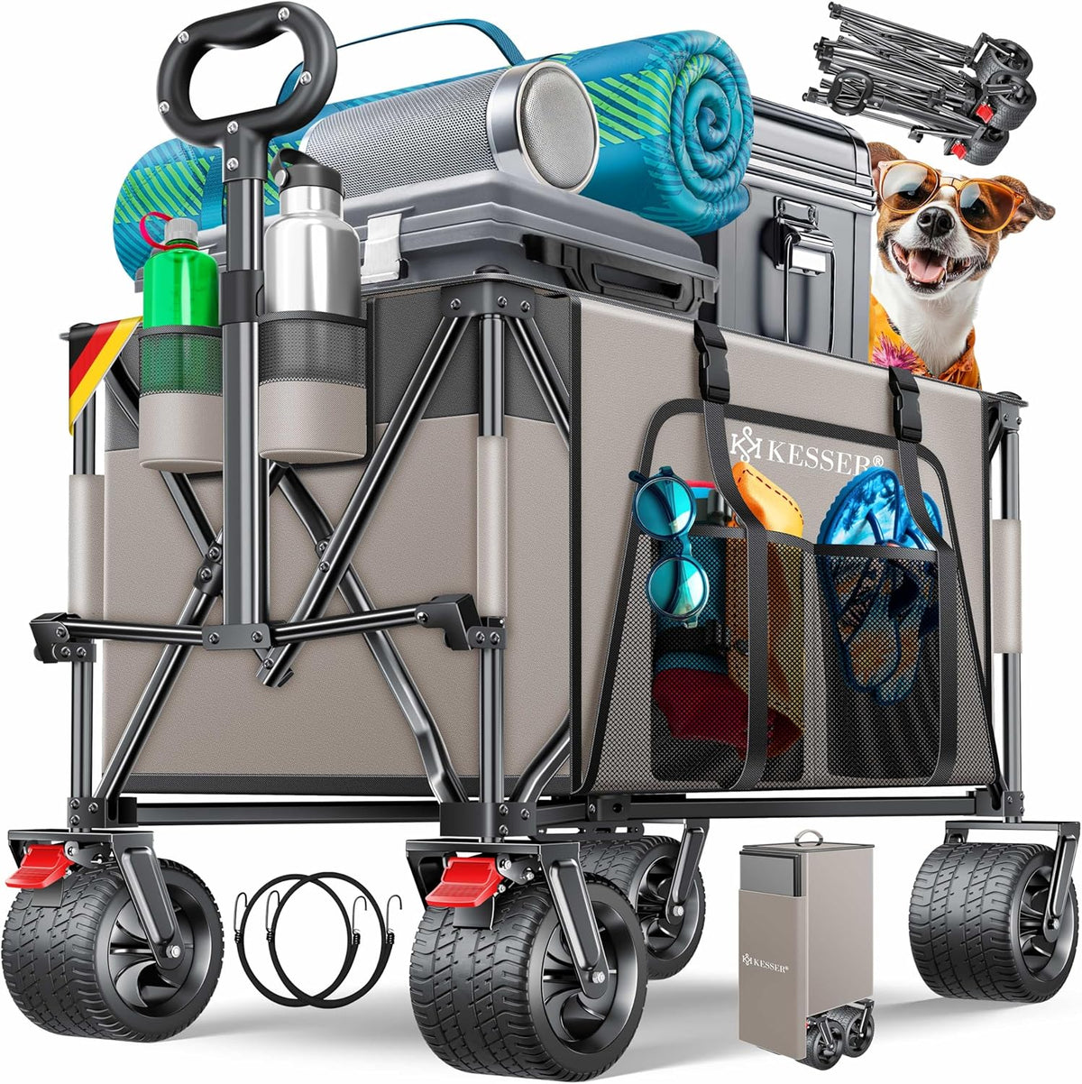 KESSER® Bolderkar - Opvouwbaar - Bolderwagen - Beige