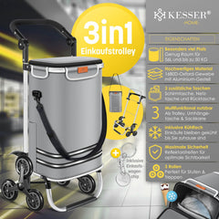 KESSER® Boodschappentrolley - Boodschappenwagen - 56L - tot 50kg  - Grijs