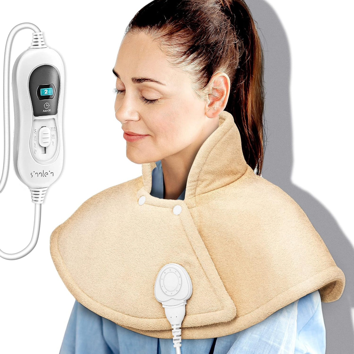 Warmtekussen - Nek en schouder - 3 temperatuurstanden - Beige - Sinnlein®
