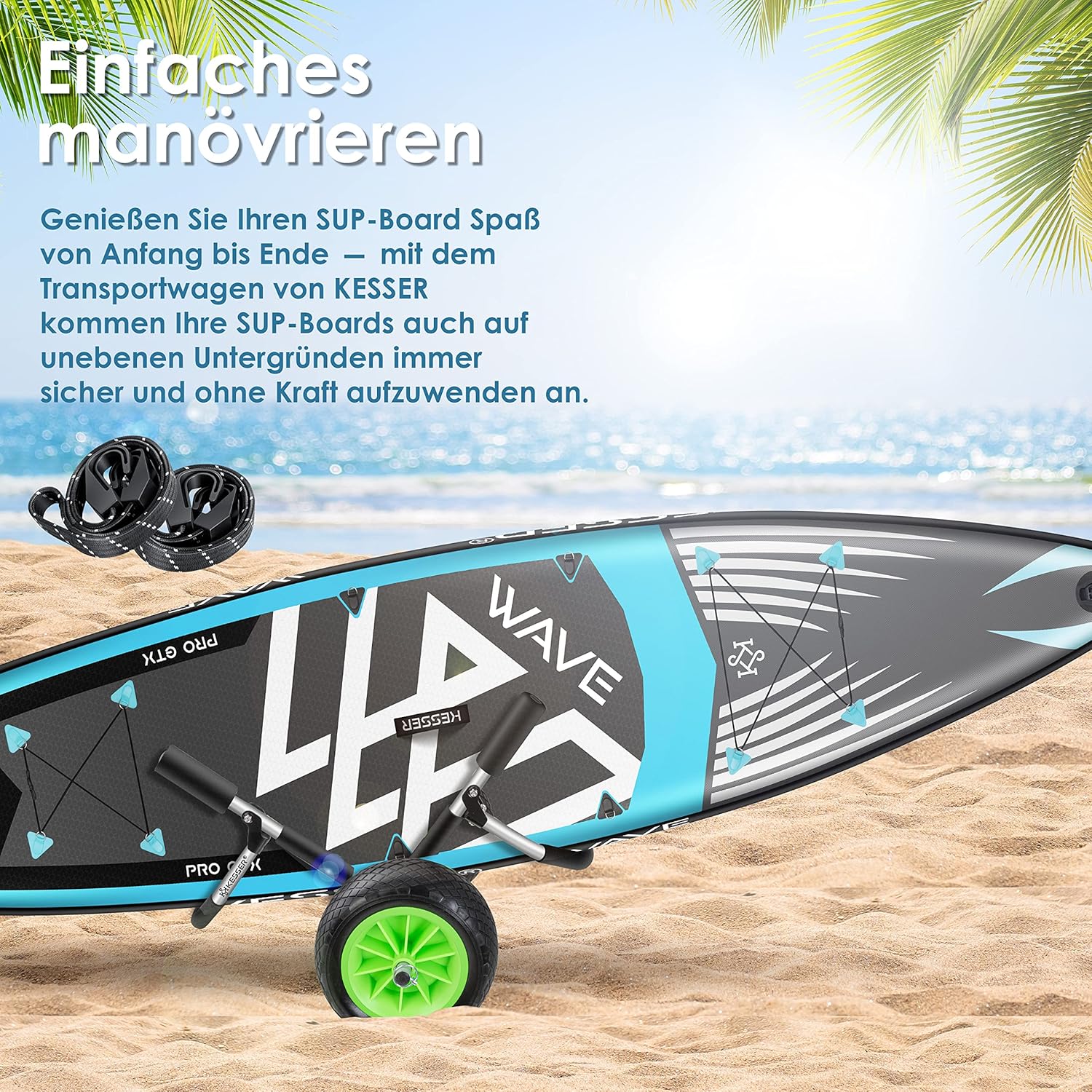 KESSER® Transportkar voor Surfplank - Vouwbaar - Zwart